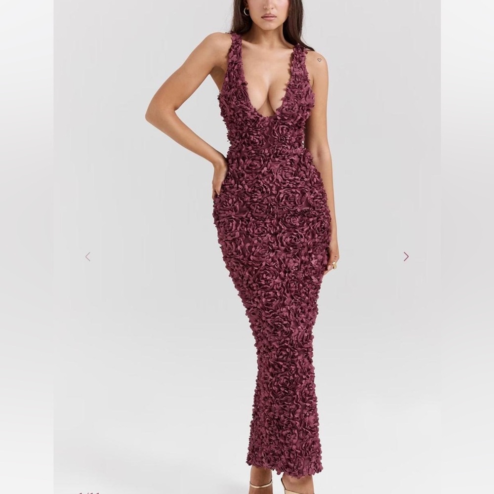 House of CB Deep Purple Textured Gown
